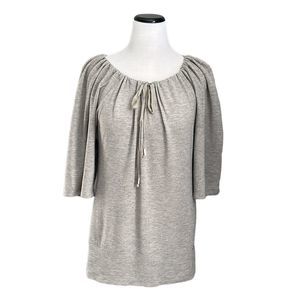 Trina Turk Round Neck Cotton Blend Batwing Sleeve Metallic Top Blouse Size L